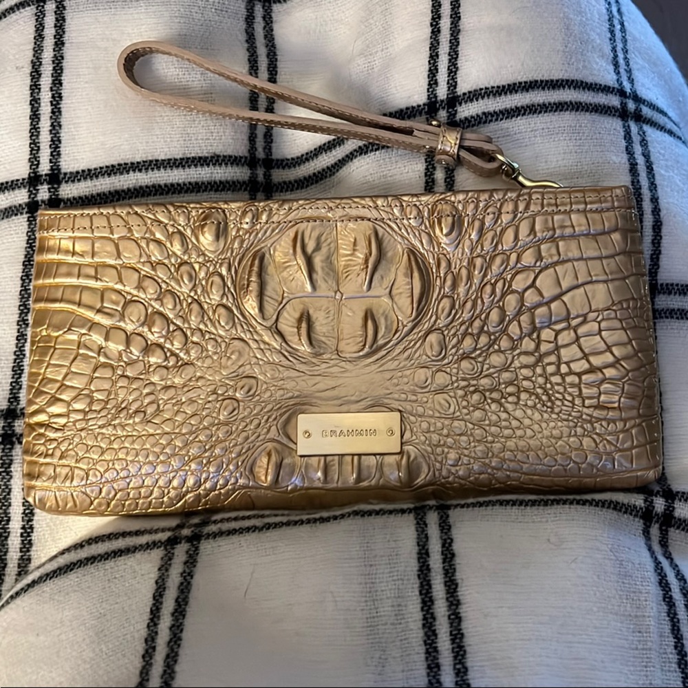 Brahmin Metallic Gold Embossed Clutch